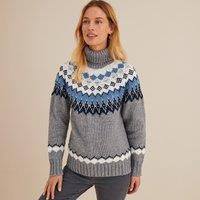 Jacquard Turtleneck Jumper in Chunky Knit