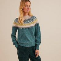 Chunky Jacquard Knit Jumper with Mock Neck