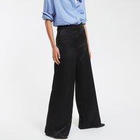 Satin Wide Leg Trousers, Length 31.5"