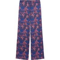 Floral Print Satin Trousers with Wide Leg, Length 31.5"