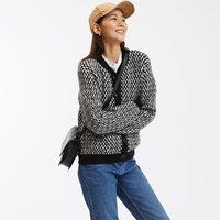 Checkerboard Jacquard Cardigan