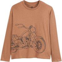 Motorbike Print Cotton T-Shirt with Long Sleeves