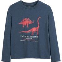 Dinosaur Print Cotton T-Shirt with Long Sleeves