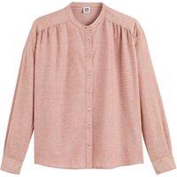 Organic Cotton Shirt with Mandarin Collar and Long Sleeves