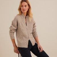 Recycled Chunky Knit Cardigan with High Neck