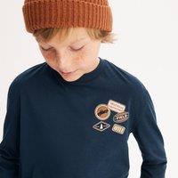 Printed Cotton T-Shirt with Long Sleeves