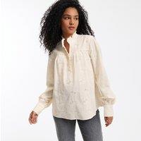 Broderie Anglaise Maternity Blouse in Cotton with Ruffles