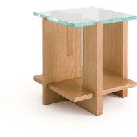 Laby Tempered Glass & Sandblasted Oak Side Table