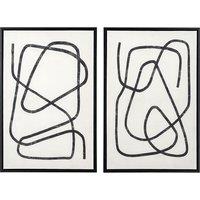 Set of 2 60 x 40cm Black Squiggle Print Canvases with Black Frames