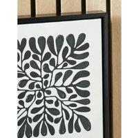 Set of 2 30 x 30cm Black Leaf Print Square Canvases with Black Frames