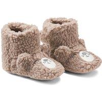 Sherpa Slippers with Velcro and Bear Embroidery