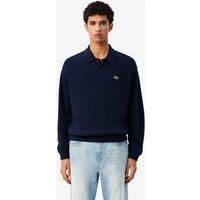Relaxed Fit Polo Jumper in Carded Wool