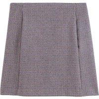 Houndstooth Check Mini Skirt in Wool Mix