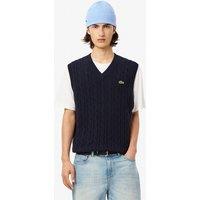 Carded Wool Sleeveless Jumper in Cable Knit