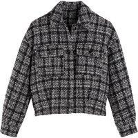 Recycled Cropped Fitted Jacket in Houndstooth Check