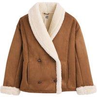 Mid-Length Winter Coat with Sherpa and Button Fastening