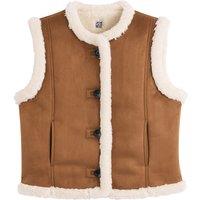 Recycled Short Winter Gilet with Sherpa and Button Fastening