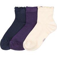 Pack of 3 Pairs of Trainer Socks in Cotton Mix with Ruffle Edging