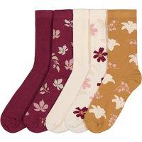 Pack of 5 Pairs of Socks in Cotton Mix, Floral/Plain