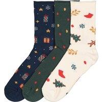 Pack of 3 Pairs of Christmas Socks in Cotton Mix