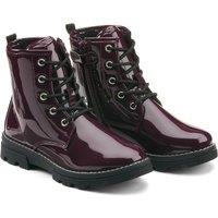 Kids Patent Ankle Boots with Zip Fastening and Laces