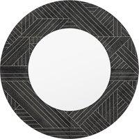 90cm Black Wood Round Mirror