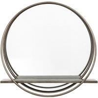 45cm Metal Shelf Round Mirror