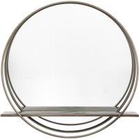 60cm Metal Shelf Round Mirror