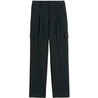 Straight High Waist Trousers with Cargo Pockets