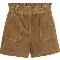 Corduroy Paper Bag Shorts with High Waist