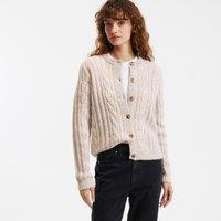 Chunky Knit Buttoned Cardigan with Crew Neck