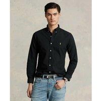 Plain Oxford Cotton Shirt with Embroidered Logo, Slim Fit