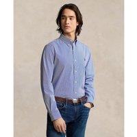 Striped Embroidered Logo Shirt in Cotton Poplin and Regular Fit