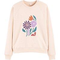 Floral Print Cotton Sweatshirt with Crew Neck