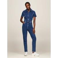 Recycled Denim Jumpsuit with Short Sleeves