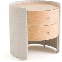 Firmo Oak & Textured Fabric Bedside Table