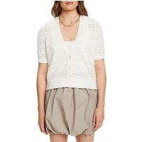 Cotton V-Neck Cardigan with Short Sleeves