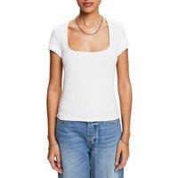 Cotton Square Neck T-Shirt with Short Sleeves