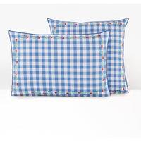 Elli Gingham Embroidered 100% Cotton Pillowcase