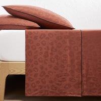 Thelma Leopard Print 100% Cotton Satin 300 Thread Count Flat Sheet