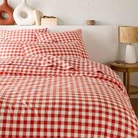 Veldi Orange Gingham 100% Cotton Duvet Cover