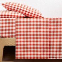 Veldi Orange Gingham 100% Cotton Flat Sheet