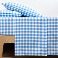 Veldi Blue Gingham 100% Cotton Flat Sheet