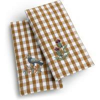 Set of 2 Bethany Checked 100% Cotton Embroidered Napkins