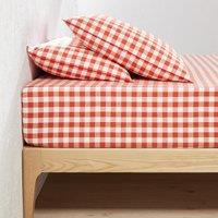 Veldi Orange Gingham 30cm High 100% Cotton Fitted Sheet