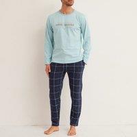 Logo Print Cotton Pyjamas with Checked Trousers