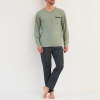 Cotton V-Neck Pyjamas with Long Sleeves