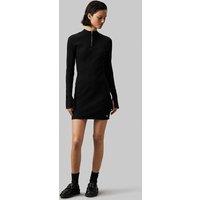 Cotton Bodycon Mini Dress with CK Logo and Long Sleeves