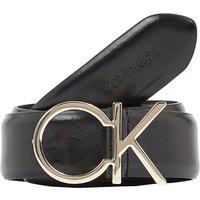 Leather Wide Belt with CK Logo