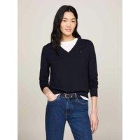 V-Neck Jumper in Cotton Mix